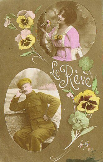 carte ancienne couple d'amoureux